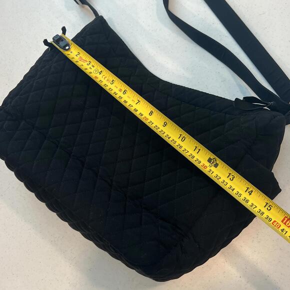 Vera Bradley Solid Black Glenna Quilted Shoulder Bag Purse Red Rose - Picture 6 of 9